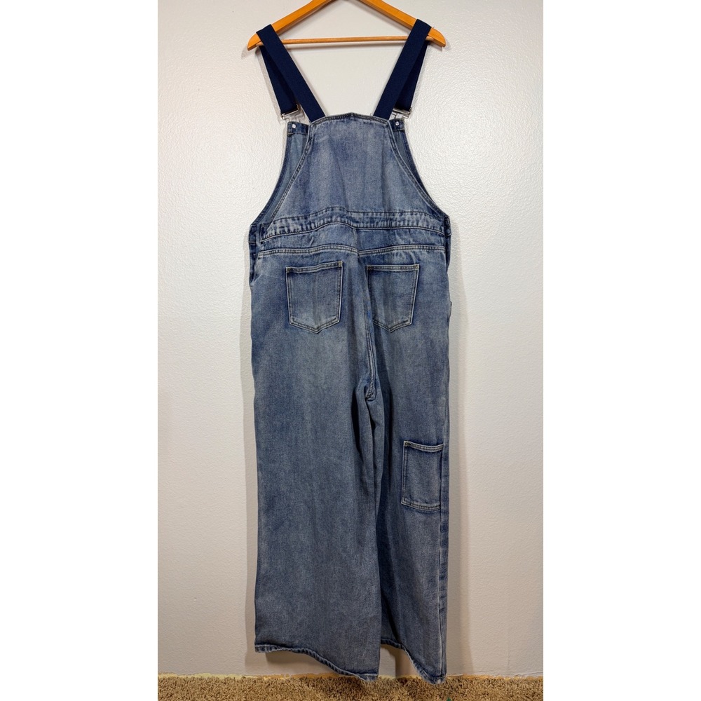 Cider Denim Overalls Women 1XL Blue Denim Wide Leg Carpenter Western Cowgirl - Picture 3 of 8